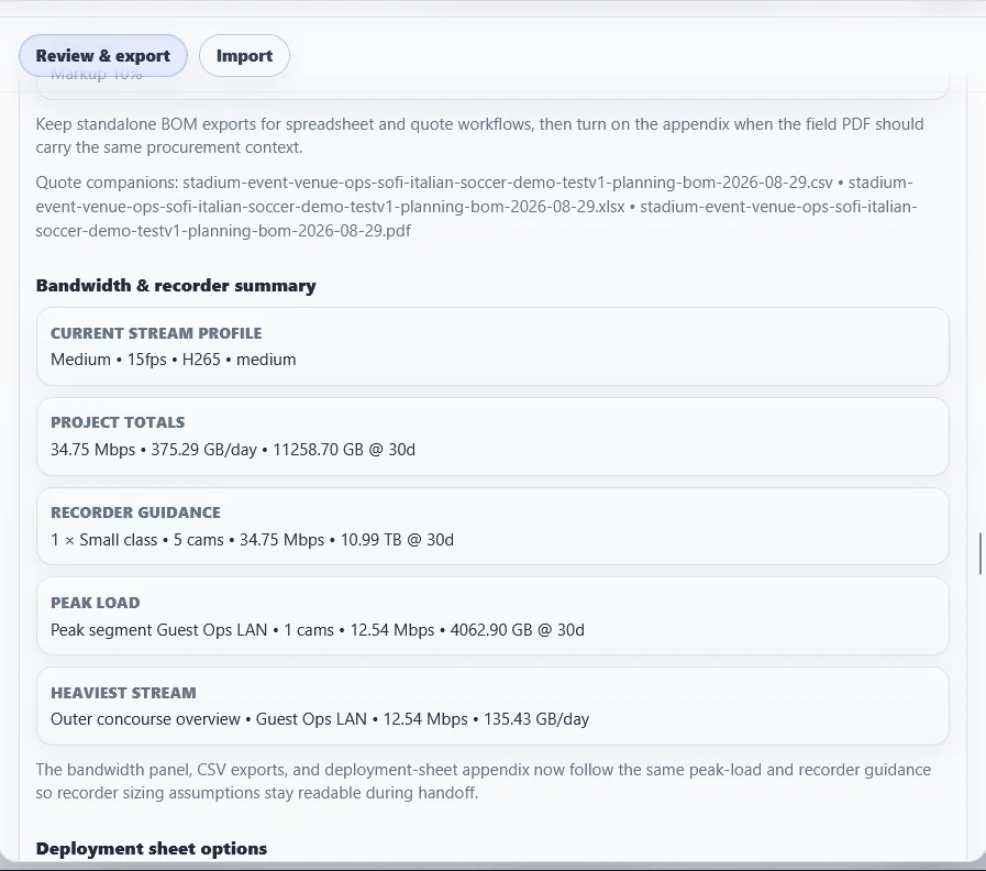 InsiteManager bandwidth and recording engineering summary
