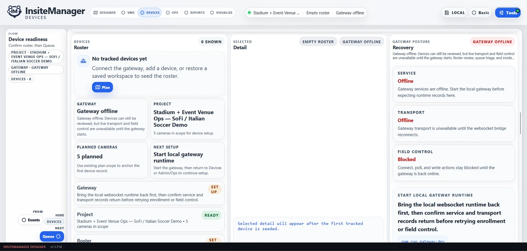 InsiteManager Devices roster and readiness view